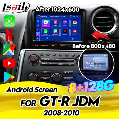 Pantalla multimedia de automóvil para Nissan GT-R R35 2008-2010 Modelo JDM Equipado con CarPlay inalámbrico, Android Auto, 8+128GB