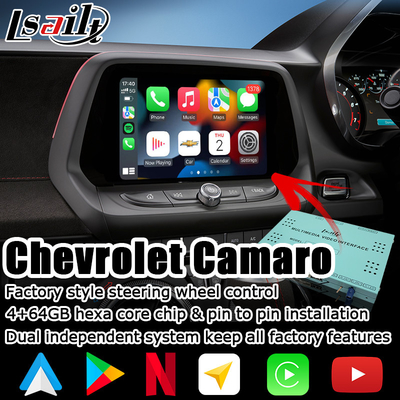 Control video carplay auto de la voz del interfaz de 4+64GB Android para Chevrolet Camaro 2016-2019
