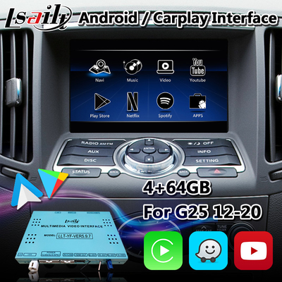 Caja de interfaz de navegación Android Carplay para Infiniti G25 G37 G35 con NetFlix Android Auto