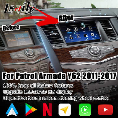 Nissan Patrol Y62 2010-2016 actualización de pantalla táctil con interfaz de video android auto carplay youtube