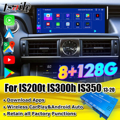 Lsailt 8+128G Interfaz de Android de Qualcomm para Lexus IS300H IS200t 2013-2021 Con YouTube, NetFlix, Google Play y otras aplicaciones para el juego