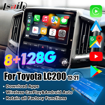 8+128GB Qualcomm Android Interfaz de vídeo multimedia para Land Cruiser 2013-2021 LC200, VX_R, GX_R con CarPlay inalámbrico