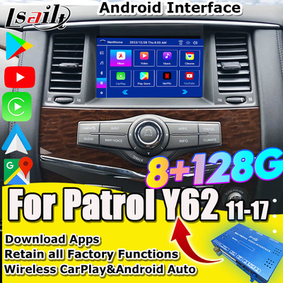 Lsailt 8+128G Android 13 Modulo de infoentretenimiento inteligente para Nissan Patrol Y62 2010-2020 Incluye CarPlay inalámbrico, NetFlix