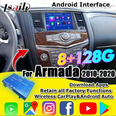 Lsailt 8G Modulo de infoentretenimiento inteligente para Nissan Armada Patrulla de apoyo de la pantalla de reposacabezas, CarPlay inalámbrico, NetFlix
