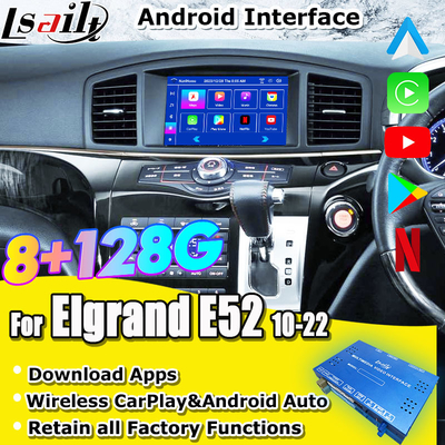 Android 13 8G Android Smart Infotainment Module para Nissan Elgrand E52 2010-Incluido CarPlay, YouTube, pantalla de reposacabezas