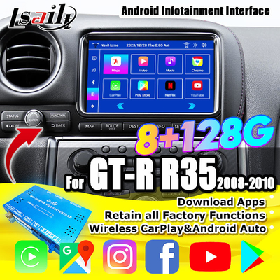 Interfaz CarPlay inalámbrica/Módulo de infoentretenimiento Android para GT-R GTR R35 2008-2010 Modelo JDM Incluido NetFlix, YouTbe