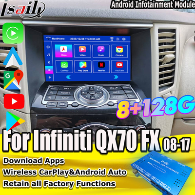 Lsailt 8G Interfaz multimedia Android para Infiniti QX70 FX35 FX37 2008-2017 CarPlay inalámbrico integrado, Android Auto
