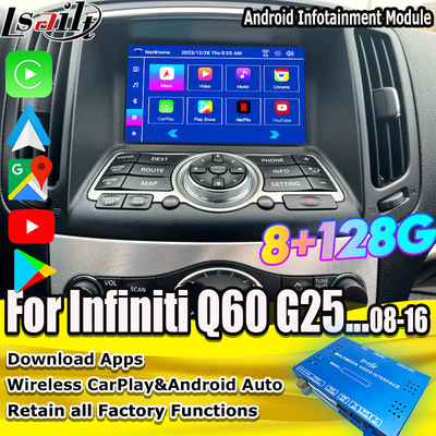 Lsailt 8G Modulo de infoentretenimiento Android para Infiniti Q60 G37 G35 Q40 2008-2016 Incluido CarPlay inalámbrico, Android Auto