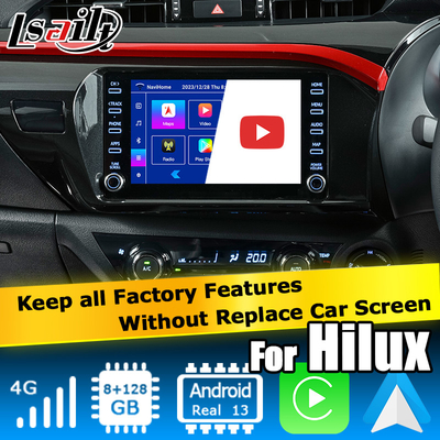 Toyota Hilux Android 13 interfaz de vídeo multimedia carplay inalámbrico y Android auto touch 3