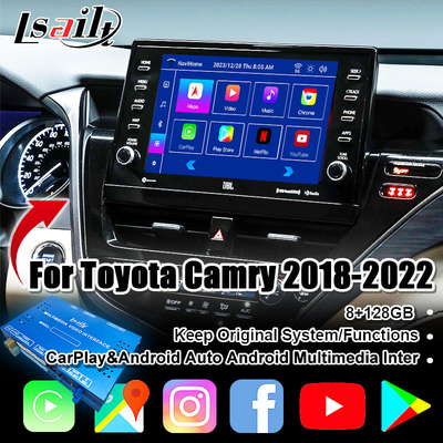 Lsailt Android 13 Interfaz de vídeo para Toyota Camry 2018-2021 RAV-4, Sienna Actualización de pantalla OEM con sistema multimedia Android Incluye YouTube, NetFlix