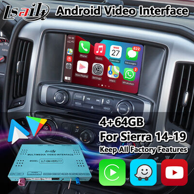 Lsailt Interfaz de vídeo multimedia Android para 2014-2019 GMC Sierra 1500 2500 3500 Sistema Intellilink con Carplay