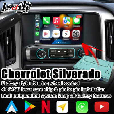 Interfaz video de la navegación auto androide de la caja de Android 9,0 4+64GB Carplay para Chevrolet Silverado