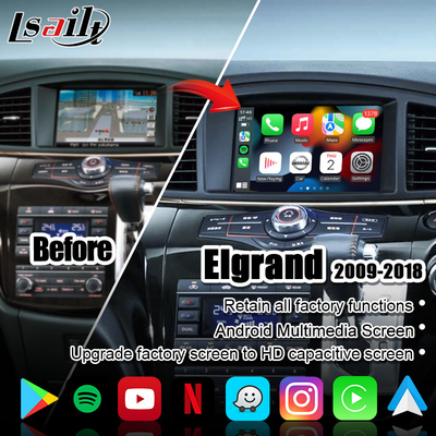 Pantalla inalámbrica de las multimedias del coche de CarPlay para Nissan Elgrand Patrol, armada Infiniti QX con la navegación GPS, auto de Android