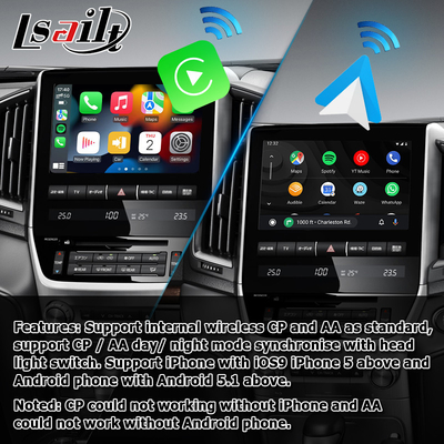 Mejora auto androide carplay inalámbrica del interfaz de las multimedias del estilo del OEM del Toyota Land Cruiser LC200
