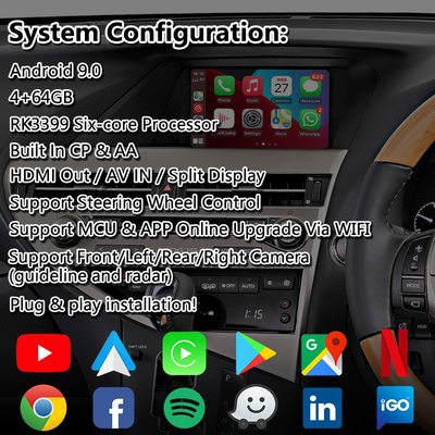 Interfaz video de Lsailt Android Carplay para el control 2012-2015 del ratón de Lexus RX270 RX350 RX450h RX
