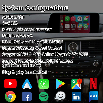 Interfaz multimedia Lsailt Android para Lexus RX200T RX350 RX300 RX Control de ratón 2016-2019