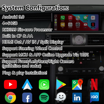 Lsailt Android Interfaz de juego para Lexus IS200T IS300H IS350 IS300 F Sport AWD IS XE30 2017-2020