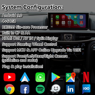 Lsailt Android Carplay Interfaz de vídeo multimedia para 2016-2021 Lexus LX 570 LX570
