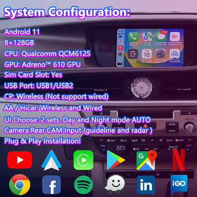 8+128GB Lsailt Android Interfaz de video de navegación para Lexus ES 350 300h 250 200 XV60 Control del ratón 2012-2018