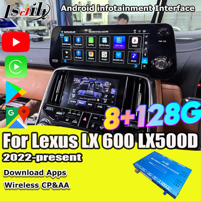 Interfaz de vídeo Android de Lsailt Qualcomm para Lexus LX600 LX500d RX ES NX 2021- Soporte para YouTube, NetFlix, CarPlay inalámbrico