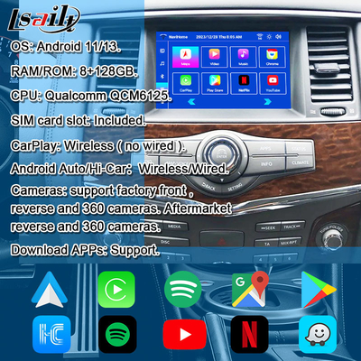 Lsailt 8G Modulo de infoentretenimiento inteligente para Nissan Armada Patrulla de apoyo de la pantalla de reposacabezas, CarPlay inalámbrico, NetFlix