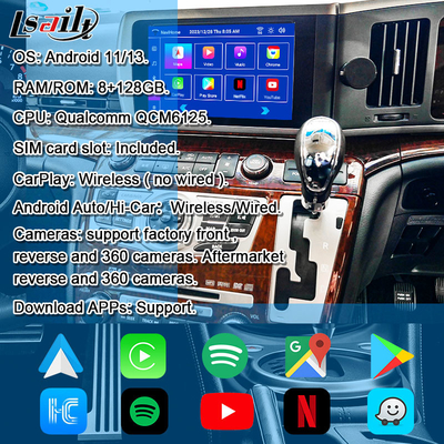 Lsailt 8G Modulo de infoentretenimiento inteligente Android para Nissan Elgrand E51 Serie 3 Soporte para CarPlay, YouTube, pantalla de reposacabezas