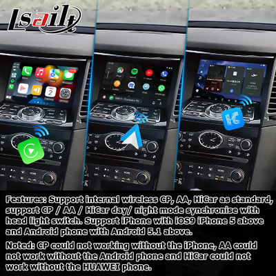 Android 13 Interfaz de video de navegación de automóviles soporte Waze / Youtube para Infiniti QX70 / FX50 FX35 FX37