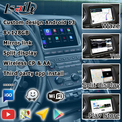 Android 13 8+128 Navegación carplay inalámbrico y interfaz de video automática para Nissan GT-R GTR R35