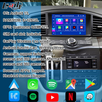 Lsailt Android 13 Modulo de infoentretenimiento Android inteligente para Nissan Quest 2011-2022 Soporte para CarPlay inalámbrico, NetFlix
