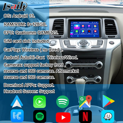 Lsailt 8G Interfaz multimedia CarPlay/Android para Nissan Murano, Quest, Patrol Infiniti QX con NetFlix, Google Map y otras aplicaciones