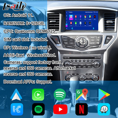 Interfaz multimedia de Nissan 8G Android 13 Interfaz de información y entretenimiento para Pathfinder R52 2013-2020 Armada Patrol con CarPlay