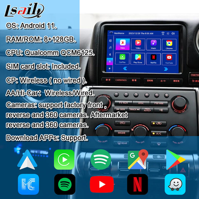 Interfaz CarPlay inalámbrica/Módulo de infoentretenimiento Android para GT-R GTR R35 2008-2010 Modelo JDM Incluido NetFlix, YouTbe