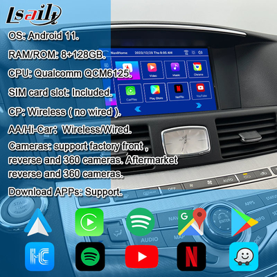 Interfaz multimedia 8G Qualcomm Android para Infiniti Q70 M45 M25 2010- CarPlay Box inalámbrico, Android Auto, NetFlix