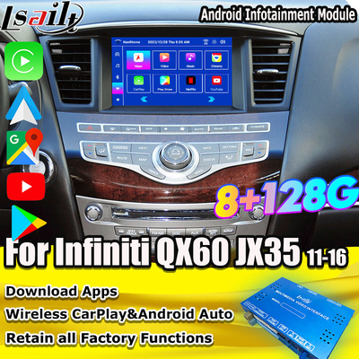 Lsailt 8G Interfaz multimedia Android para Infiniti QX60 JX35 2011-2020 CarPlay inalámbrico integrado, Android Auto