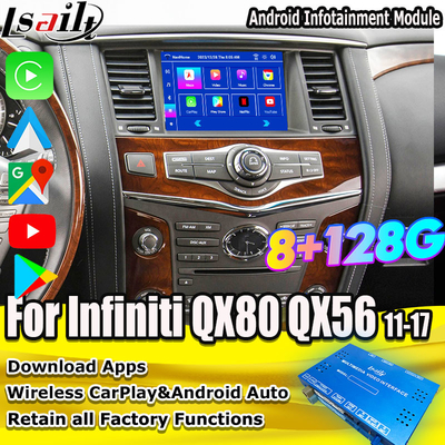 Modulo de infoentretenimiento Android 8G para Infiniti QX80 QX56 Nissan Patrol 20100-2021 Interfaz inalámbrica de CarPlay, YouTube