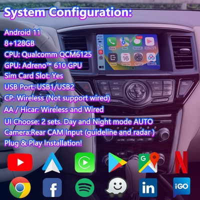 Interfaz de video Android Lsailt para Nissan Pathfinder R52 con Carplay inalámbrico Android Auto