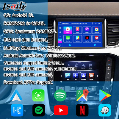 8+128G Box de navegación Android Módulo de infoentretenimiento para Infiniti QX50 2018-2020 EX QX80 con CarPlay inalámbrico, Interfaz Android