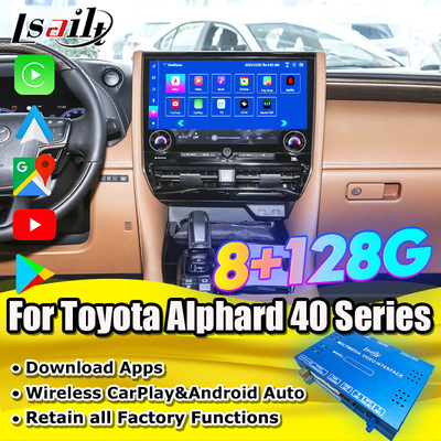 Android 13 Interfaz multimedia Android para Toyota Alphard 40 Serie 2023-2024 Harrier, soporte de Vellfire YouTube, NetFlix, Google Play, cámaras panorámicas 360