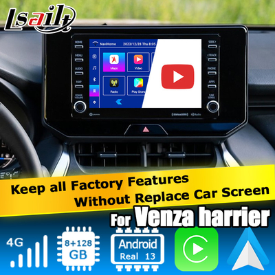 Toyota Harrier Venza Android 13 interfaz de vídeo multimedia 2019-presente carplay inalámbrico y Android auto