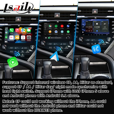Interfaz video auto Toyota Camry Bluetooth Wifi USB de Carplay Android de la pantalla táctil