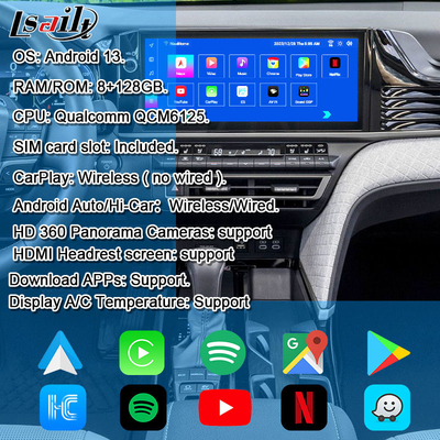 Android 13 Interfaz de vídeo multimedia para Toyota Camry 2025 Sienna RAV-4 OEM Modulo de infoentretenimiento de actualización Incluye YouTube, NetFlix, Google Play