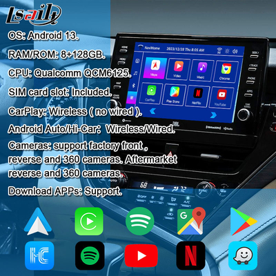 Lsailt Android 13 Interfaz de vídeo para Toyota Camry 2018-2021 RAV-4, Sienna Actualización de pantalla OEM con sistema multimedia Android Incluye YouTube, NetFlix