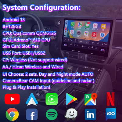 Lsailt Android Carplay Interfaz de vídeo multimedia para 2024-Presente Lexus GX GX550