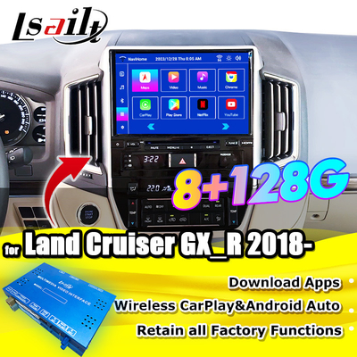 Interfaz multimedia Android para el Land Cruiser GX_R 2018-2021 LC200 inalámbrico Apple CarPlay y Android Auto Retrofit actualización