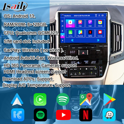 Interfaz multimedia Android para el Land Cruiser GX_R 2018-2021 LC200 inalámbrico Apple CarPlay y Android Auto Retrofit actualización