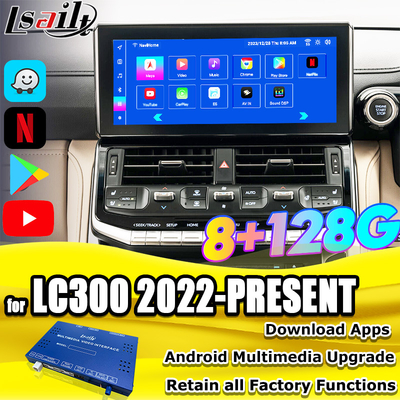 Lsailt OEM Modulo de actualización de Android para Land Cruiser 300 2022-Presente Integración de interfaz de Android YouTube, Waze, Play Store
