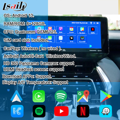 Lsailt OEM Modulo de actualización de Android para Harrier Venza Toyota 2022-12.3 pulgadas Interfaz multimedia Android con YouTube, NetFlix