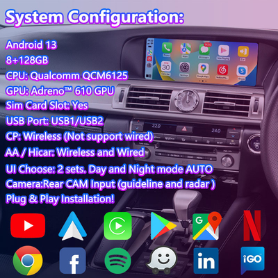 Lsailt 8+128GB Interfaz de vídeo multimedia Android para 2012-2017 Lexus LS460 LS 600h 460L
