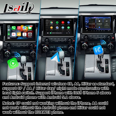 Interfaz de video Android Carplay para Toyota Alphard Vellfire AH40