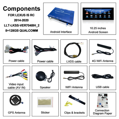 Lexus Android Screen Android 13 Multimedia Display 8 Núcleo Qulcomm para LEXUS IS200T IS300H IS350 Apoyo al control del joystick, YouTube, Google Play, CarPlay